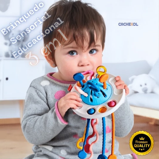 O Brinquedo Mordedor Sensorial que Cresce com Seu Bebê: Montessori Kids Octopus + E-Book GRÁTIS Método Montessori - Cachekol